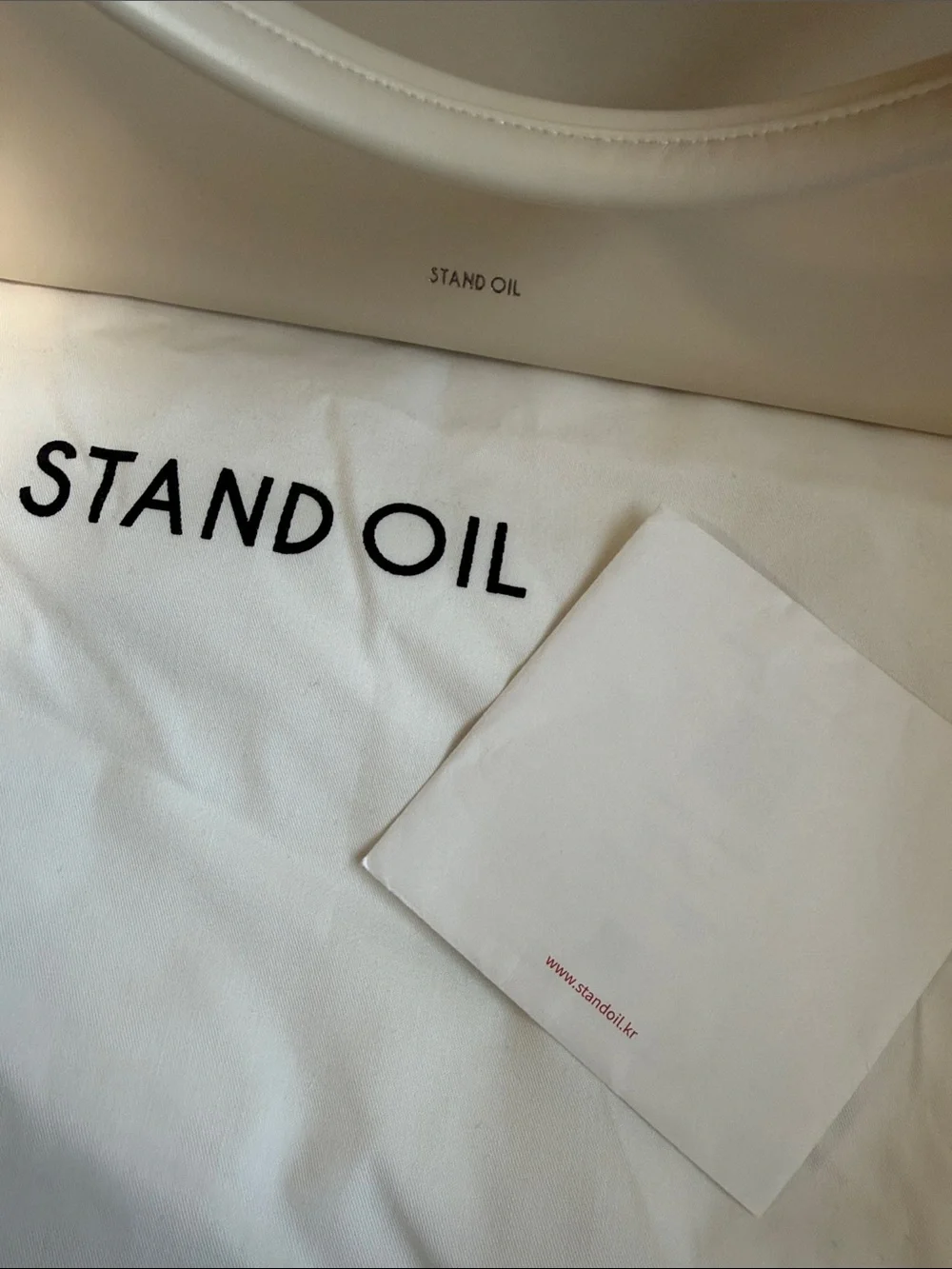 Stand Oil Cream Tote with Double Top Handles